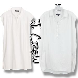 J Crew Cap-Sleeve Tunic Cover-Up Dress Soft Gauze White V-Neck Womens Sz XXS